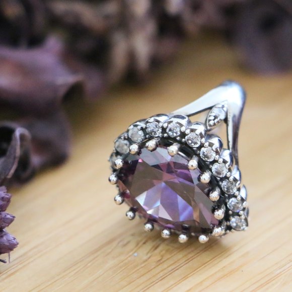 925 Sterling Silver, Purple Cubic Zirconia Stones - Picture 2 of 10